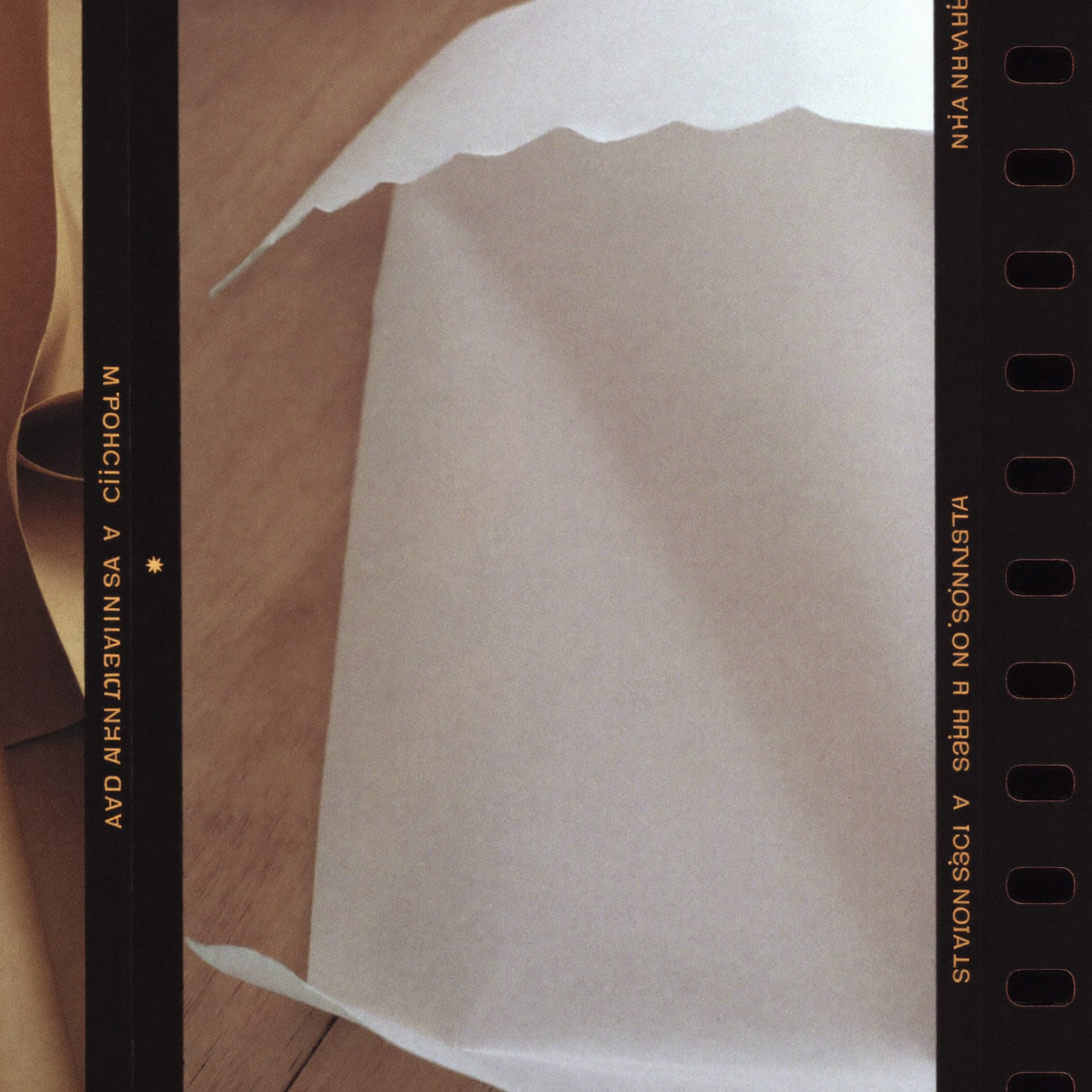 Macro detail of acid-free tissue folded around a rolled work beside a kraft tube.